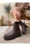 Arven Brown Leather Stitched Non-Slip Sole Flat Boots - 4