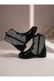 Girl's Crinkled Patent Leather Boots with Glitter Detail, Black Winter Comfortable Boots, Daily Stylish Zippered Cowboy Boots - 5