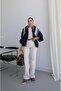 Navy Blue Scarf Bomber Jacket - 2