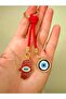 Red String Fatima's Hand Metal Keychain, Luck Keychain, Metal Evil Eye Keychain Bag Accessory - 2