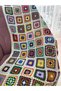 Bohemian Cream Based Colorful Hanım Dilendi Bey Beğendi Motifed Knitted Sofa Shawl Tv Blanket (90X120 cm)