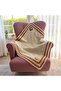 Cream Lion Figured Knitted Baby Blanket with Crocheted Striped Edge Soft Baby Blanket (90X90 cm) - 6