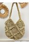 Design Hand-Knitted Motif Light Straw Color Bag - Natural Paper Rope Design Women's Daily Shoulder Bag - 7