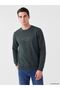 Lcwaikiki Classic Khaki Crew Neck Printed Men's Sweatshirt