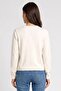 Women Crew Neck Knitted Long Sleeve Cardigan, Cream - 4