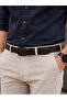 100% Genuine Buffalo Leather 3 cm Men's Belt – Classic Leather Belt with Black Painted Buckle and End Pieces - 6
