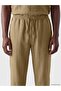 Xside Beige Relax Fit Linen Blend Men's Trousers - 3
