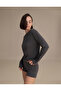 Women's Long Sleeve Basic T-Shirt Smoked Single Product Crew Neck Casual Top - 3