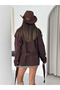 Women's Belt Detailed Stand Collar Buttoned Pocket Stylish Seasonal Trench Coat - 9