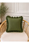Aura Green Ruffled Throw Pillow Cover 1 Piece - 3