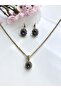 Crystal Stone Oval Necklace and Earring Set