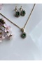 Crystal Stone Oval Necklace and Earring Set - 2