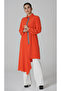 Women's Orange Leopard Pattern Detail Zippered Trench Tunic