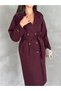 Women's Belted Double-Breasted Long Trench Coat - 5