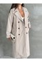 Women's Belted Double-Breasted Long Trench Coat - 5