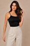 Women's Thin Strap Cotton Flexible Basic Undershirt Black - 2