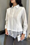 Women's Pleated Lace Shirt - 2