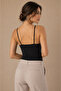 Women's Thin Strap Bra Cotton Flexible Undershirt Black - 3