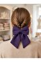 Dark Purple Chiffon Bow Automatic Clip-On Hairpin - Ribbon Hair Accessory with Different Color Options