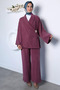 Front-Tie Buckle Jacket and Pants Hijab Double Set