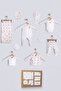 Newborn 100% Cotton Heart Patterned Baby Hospital Discharge Set 10 Pcs