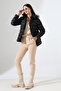 Women's Black Color Cleaning-Proof Fit Hooded Plush Short Coat - 2
