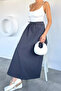 Women's Elastic Waist Double Pocket Skirt