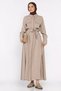 Polo Collar Waist Belted Double Pocket Hijab Dress