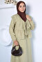 Collar Folded Lace Detailed Blouse Skirt Hijab Double Set - 2