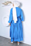 Waist Elastic Belted Ruffled Hijab Dress - 5