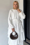 Ruffled Hijab Dress with Elastic Waist and Belt Detail - 3
