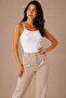 Women's Thin Strap Cotton Flexible Basic Undershirt White - 3