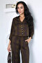 Women's Plaid Patterned Blouse and Trousers Two-Piece Set - 4