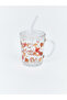 Lcw Home Flower Printed Glass with Straw 400 ml