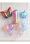 Party Rainbow Butterfly Birthday Balloon Set – Colorful Star Foil, 1 Year Number Foil and Latex Balloon Decoration