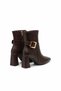 Women's Zippered Boots Genuine Brown Leather - 4