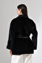 Women's Black Color Oversize Goldfox Bleyzir Belted Jacket - 8