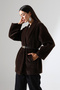 Women's Brown Oversize Goldfox Blazer with Belt - 4