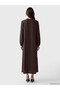 Peak New Season Brown High-Neck Ruffled Flared Dress - 4