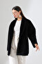 Women's Black Color Oversize Goldfox Bleyzir Belted Jacket - 5