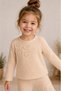 Girl's 100% Cotton Waffle Textured Floral Appliqué 2-Piece Set - Long Sleeve Blouse and Pants - 2