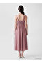 Lcw Comfort Heart Neckline Gathered Modal Blend Dress - 4