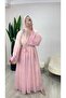 Shawl Patterned Lined Chiffon Long Dress