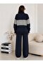 Women's Mid-Length Houndstooth 2-Piece Knitwear Set Navy Blue - 3