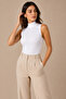 Women's 3-Piece Half Turtleneck Sleeveless Cotton Stretch Basic Undershirt White - 3