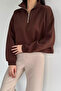 Gülseli Women's Polo Collar Half-Zipper Embroidered Sweatshirt - 3
