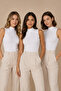 Women's 3-Piece Half Turtleneck Sleeveless Cotton Stretch Basic Undershirt White