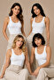 Women's 4-Pack U-Neck Thick Strap Cotton Flexible Basic Undershirt White