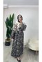 Shawl Patterned Lined Chiffon Long Dress - 4