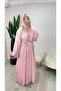 Shawl Patterned Lined Chiffon Long Dress - 2